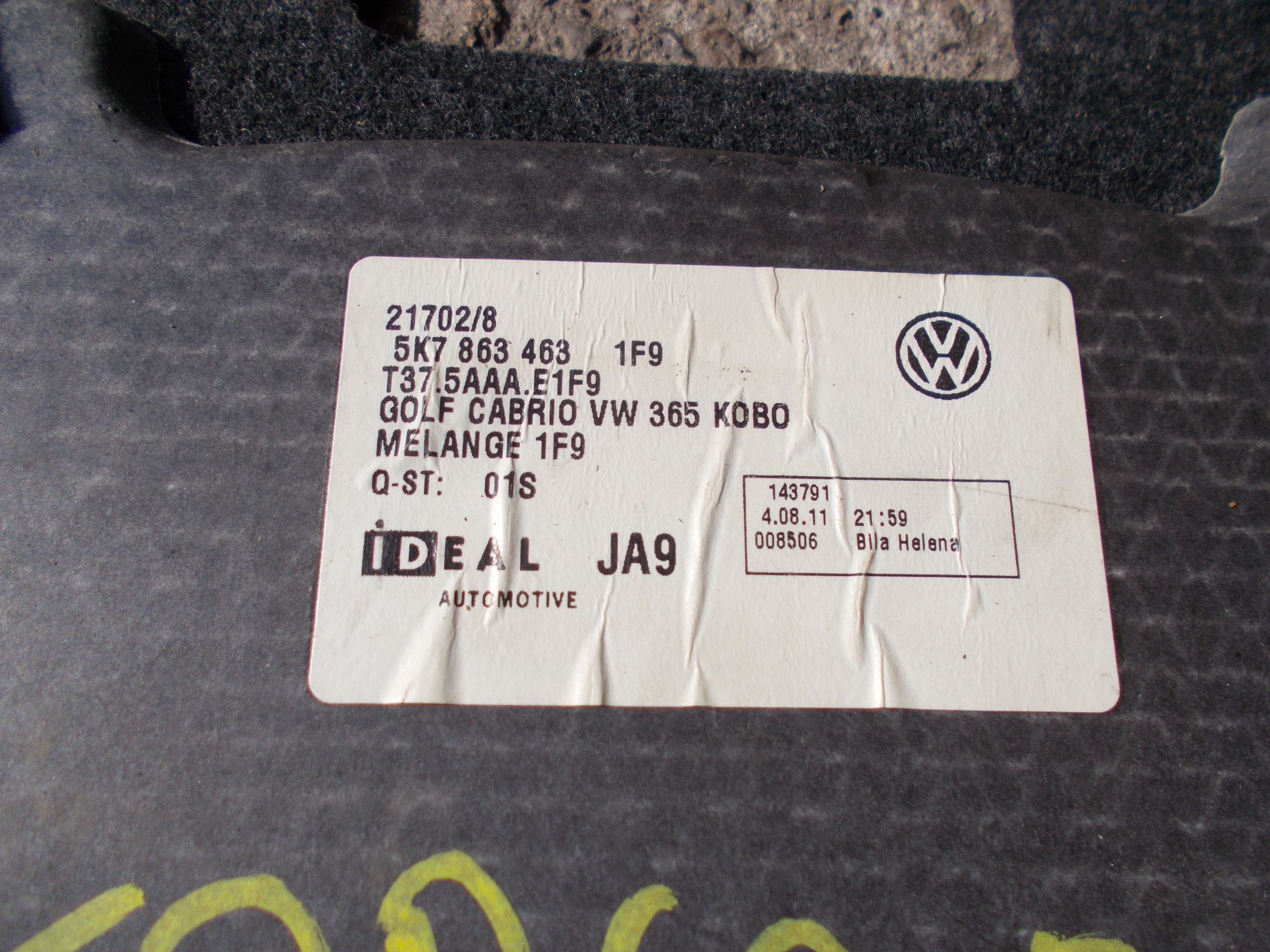 OPEL CORSA D 1.2 B 07R mats boot mat 5K7863463