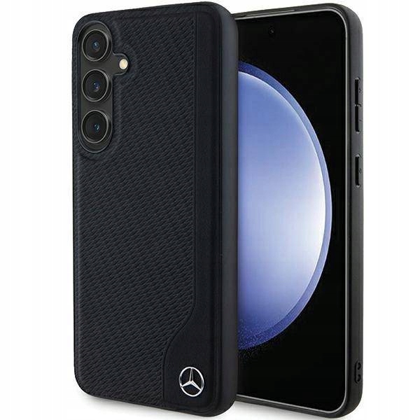 Kožený Pouzdro Mercedes s reliéfním MagSafe pro Samsung Galaxy S24 černý
