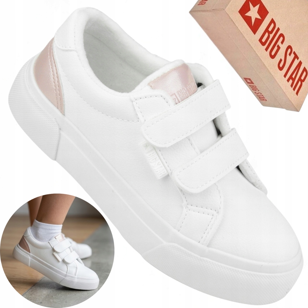 Buty dziecięce Big Star OO374228 białe sneakersy na rzepy stylowe