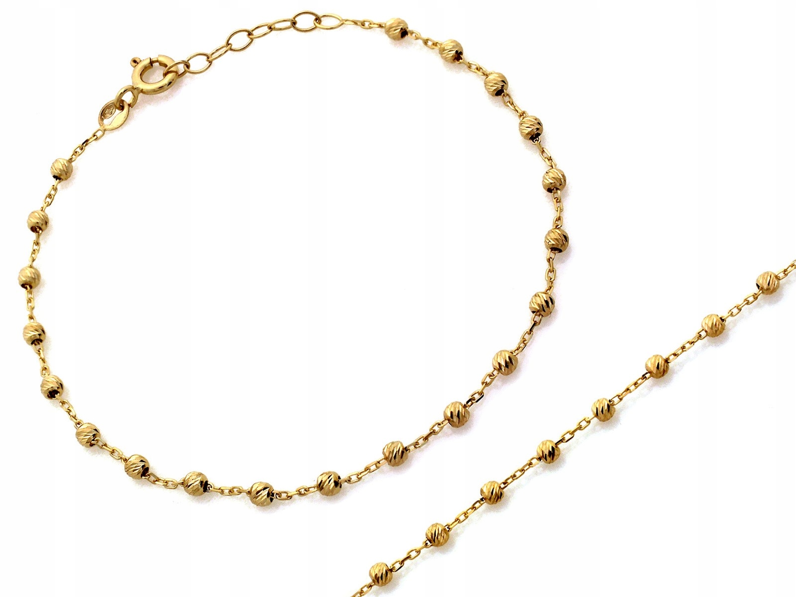 Zlatý náramek 585 Kuličky s řetízkovými kuličkami r19 bez kamenů 1.35 g