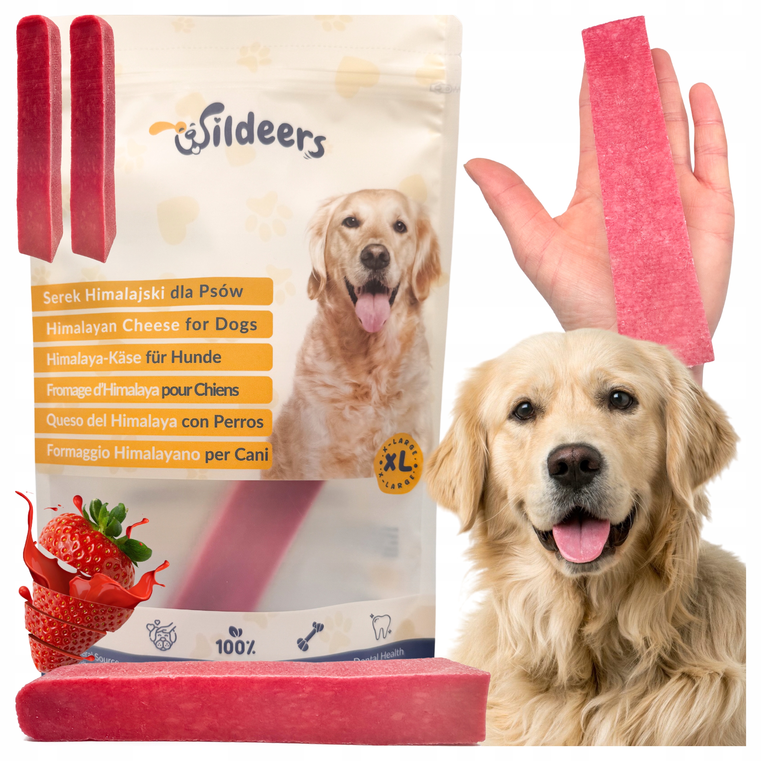 Levně Kousátka Premium z himálajského sýra s přídavkem jahody XL velké velikost