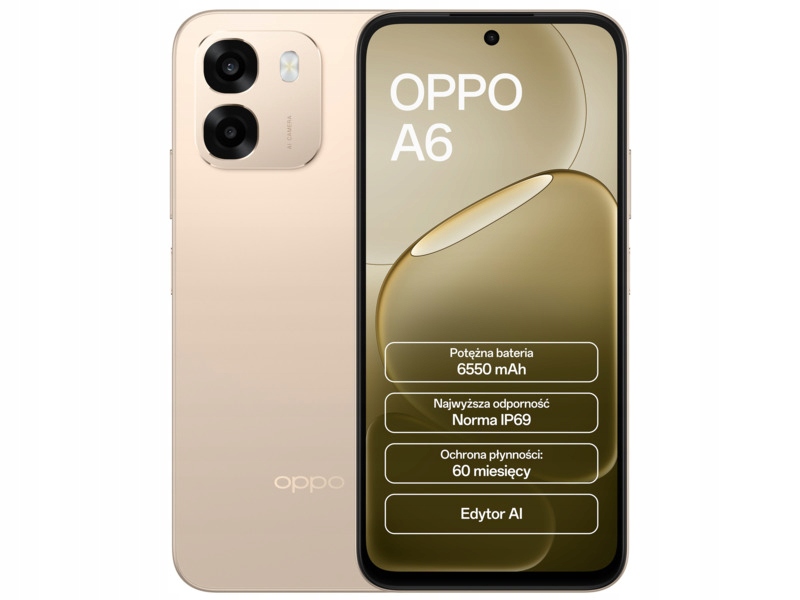 Smartfon Oppo A6 4G 6/256GB 6.75" 120Hz Złoty