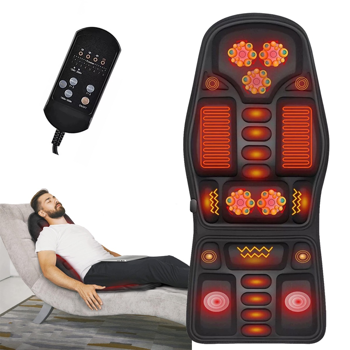 Mata Masująca Wibracyjna Na Fotel Z Ogrzewaniem 12V Auto/fotel Pilot