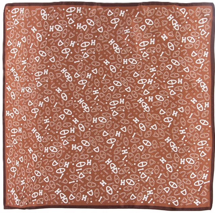 Dámský hedvábný šátek 100% hedvábí 70 x 70 cm na krk hnědobílý