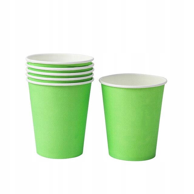 Kubki kubeczki papierowe zielone urodziny roczek przyjęcie jednorazowe eko
