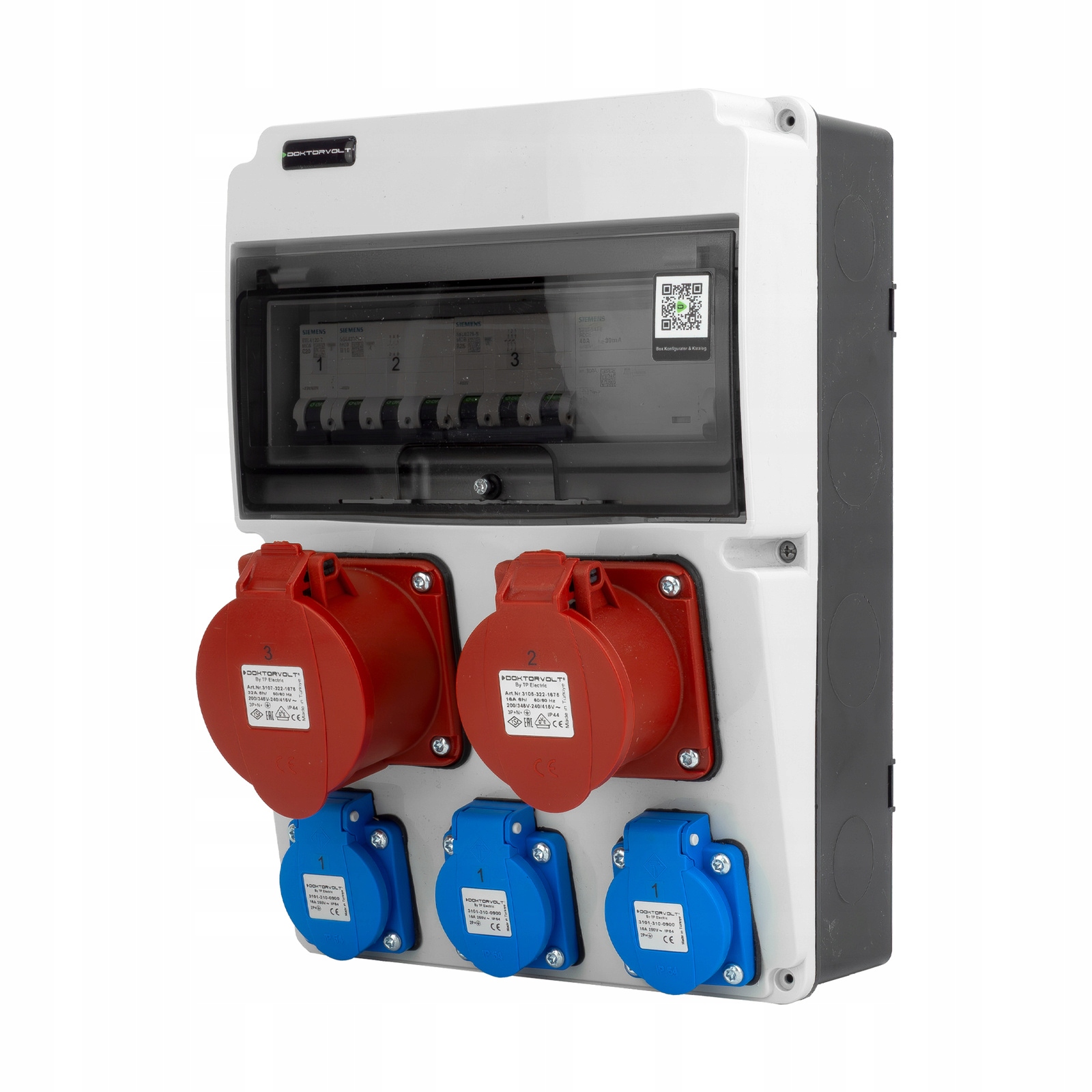 Stavební rozvaděč Jun-sfi 32A/16A 3x230V, zabezpečený rozvaděč