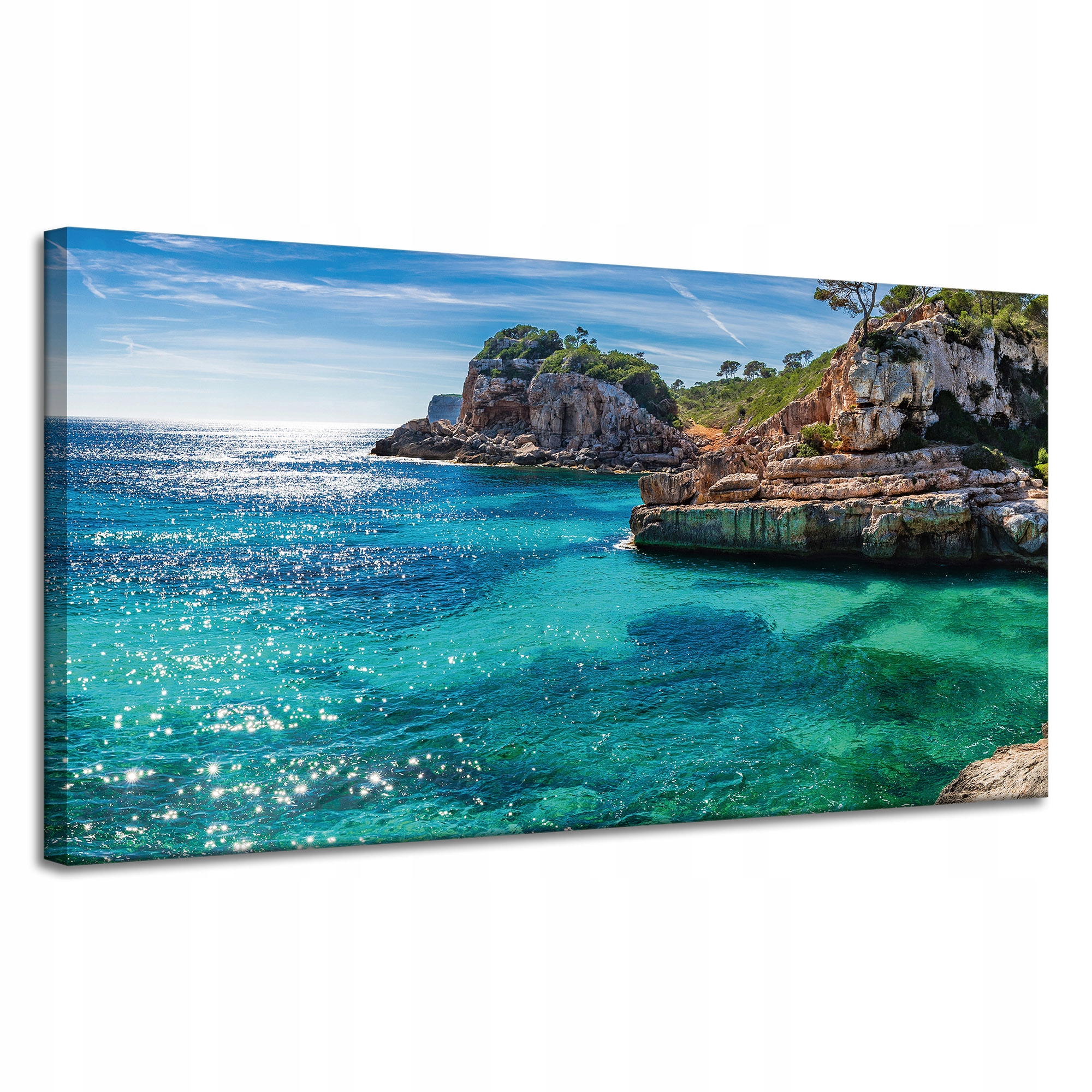 Obraz na plátně Krajina Skály Voda Stromy Slunce 120x60 cm