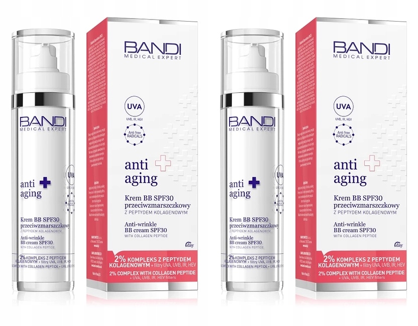 2x Bandi Bb krém SPF30 proti vráskám s kolagenovým peptidem 50 ml