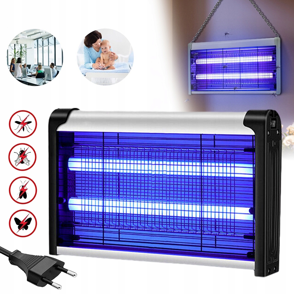 LAMPA ULTRAFIOLETOWA NA OWADY KOMARY, ELEKTRYCZNA LED PUŁAPKA NA OWADY
