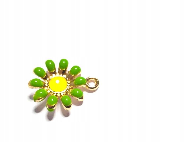 Zawieszka Kwiatek zielono-złota 17x14 mm mosiądz1 szt.