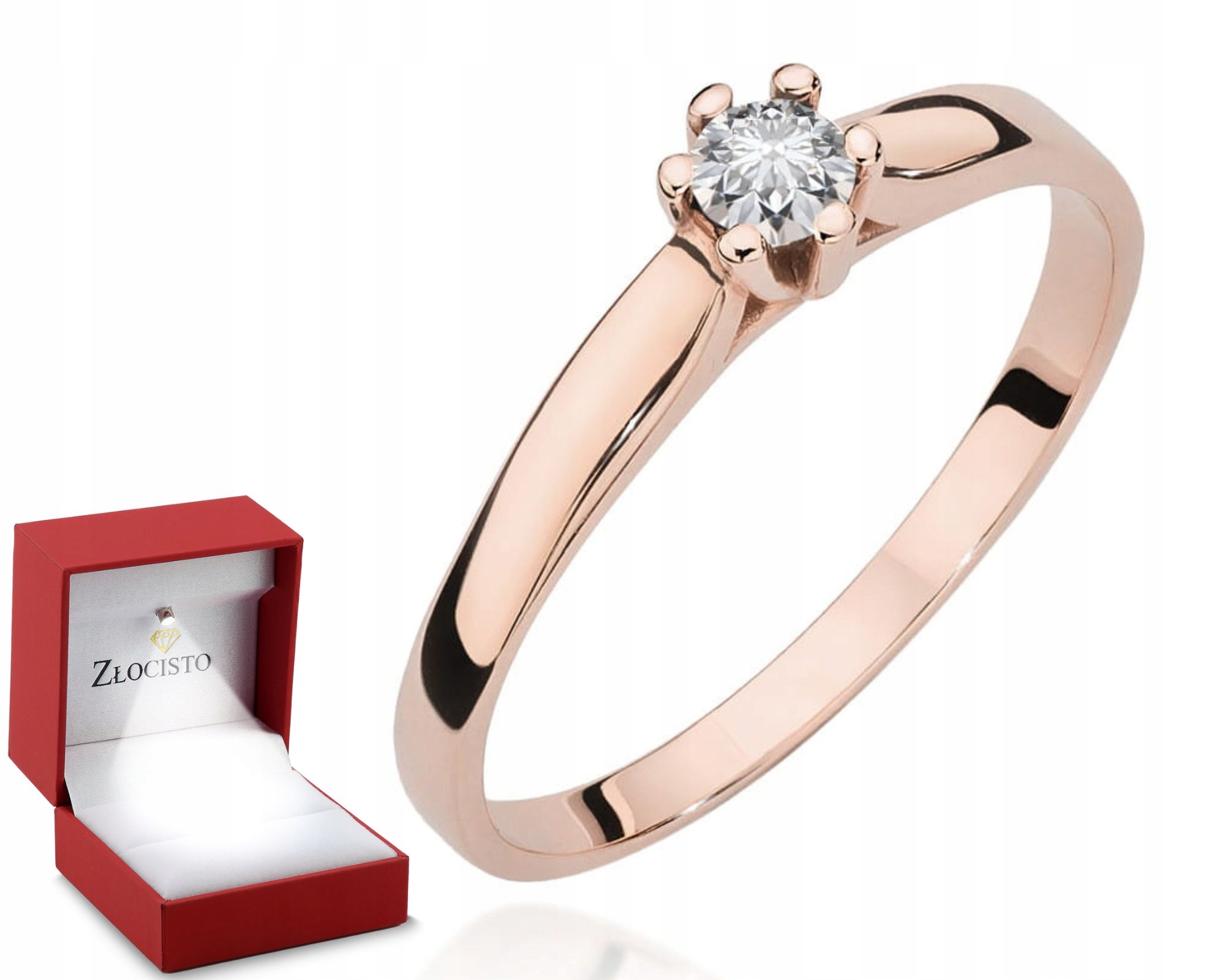 Růžový Prstýnek Diamant Růžové Zlato Gravírování Bonus 585 Dárek