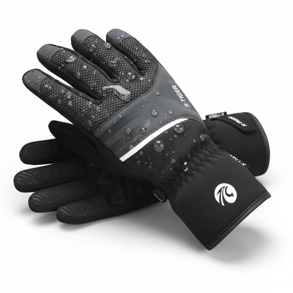 Rękawice Rowerowe Ocieplane Zimowe Żelowe Amortyzujące Wiatroszczelne Pro L