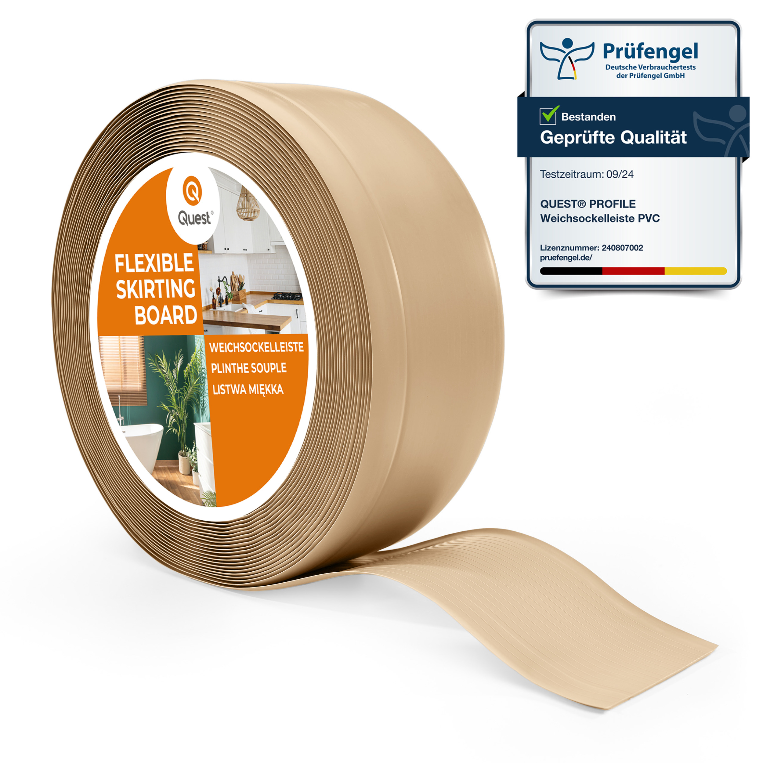 Pvc soklová lišta pružná 70x20 mm, kašmír, 25 m