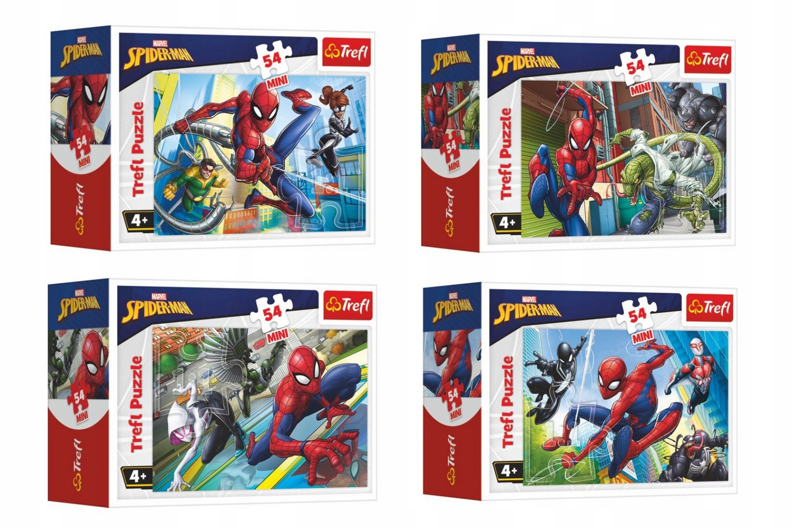 

Puzzle Spiderman Mini 54 elementy Trefl 4 szt