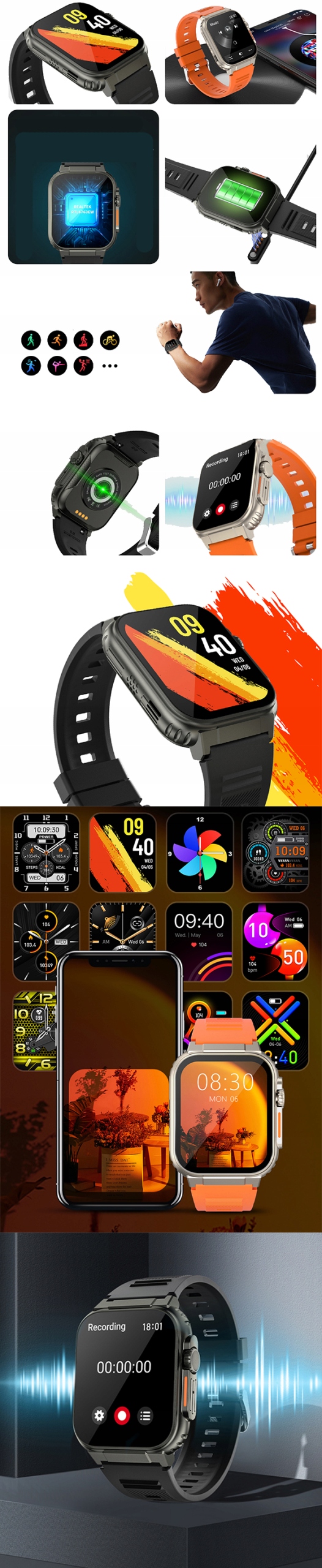 SMARTWATCH SMARTBAND ZEGAREK ROZMOWY DAMSKI PL MENU SPORT MĘSKI WODOODPORNY Rodzaj smartwatch