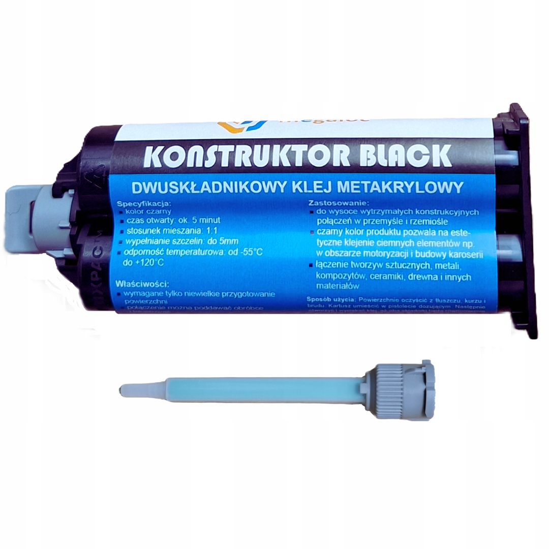 Klej do plastiku Pvc Pcv Pc Abs Pmma metakrylowy Konstruktor Bl 50ml czarny