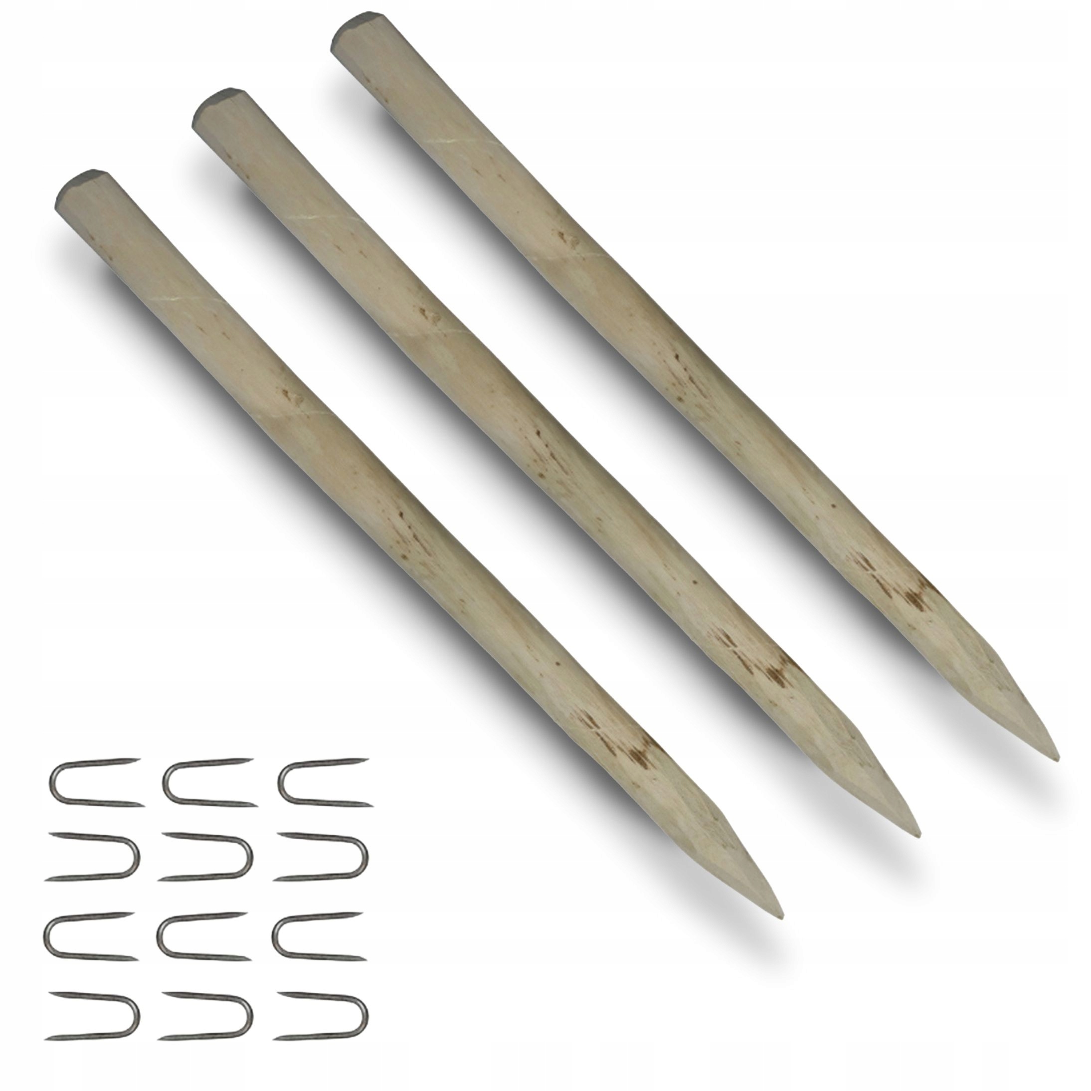 Dřevěný, lískový plotový sloupek, kulatý kolík, 120 cm, 3 kusy