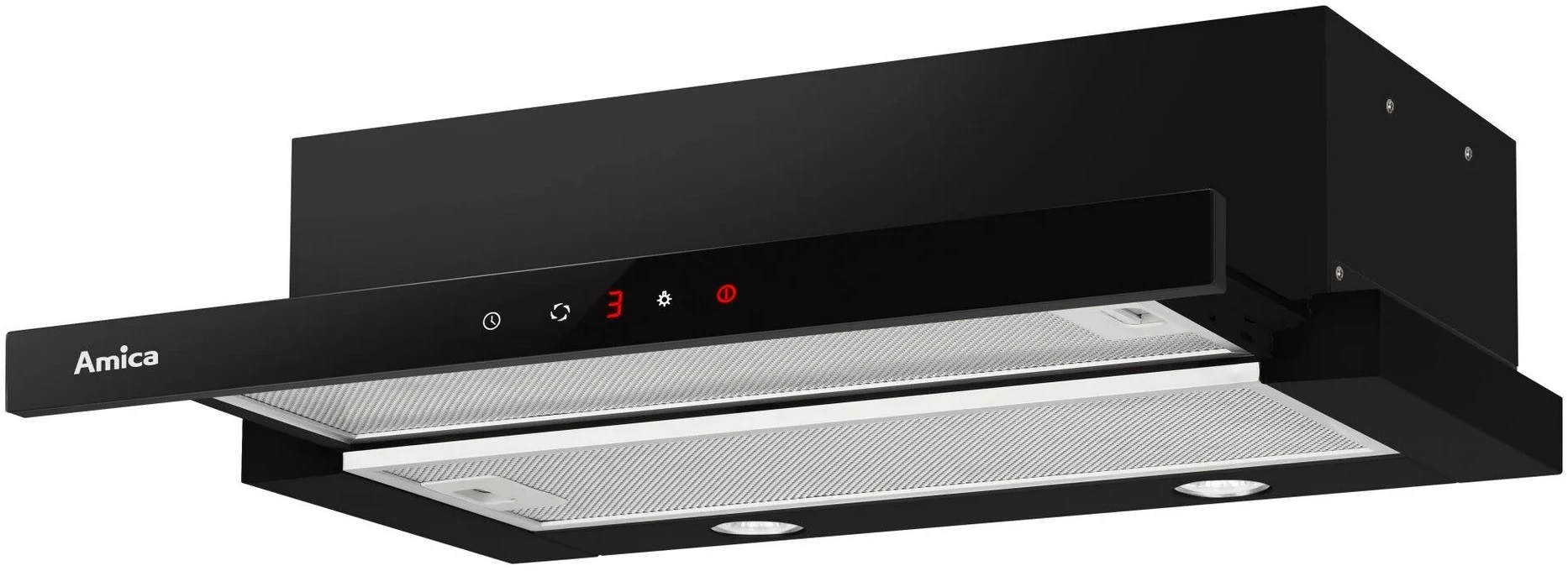 Teleskopický odsávač pár Amica OTP6641BG 60 cm Led Výkon 389 m³/h čierna