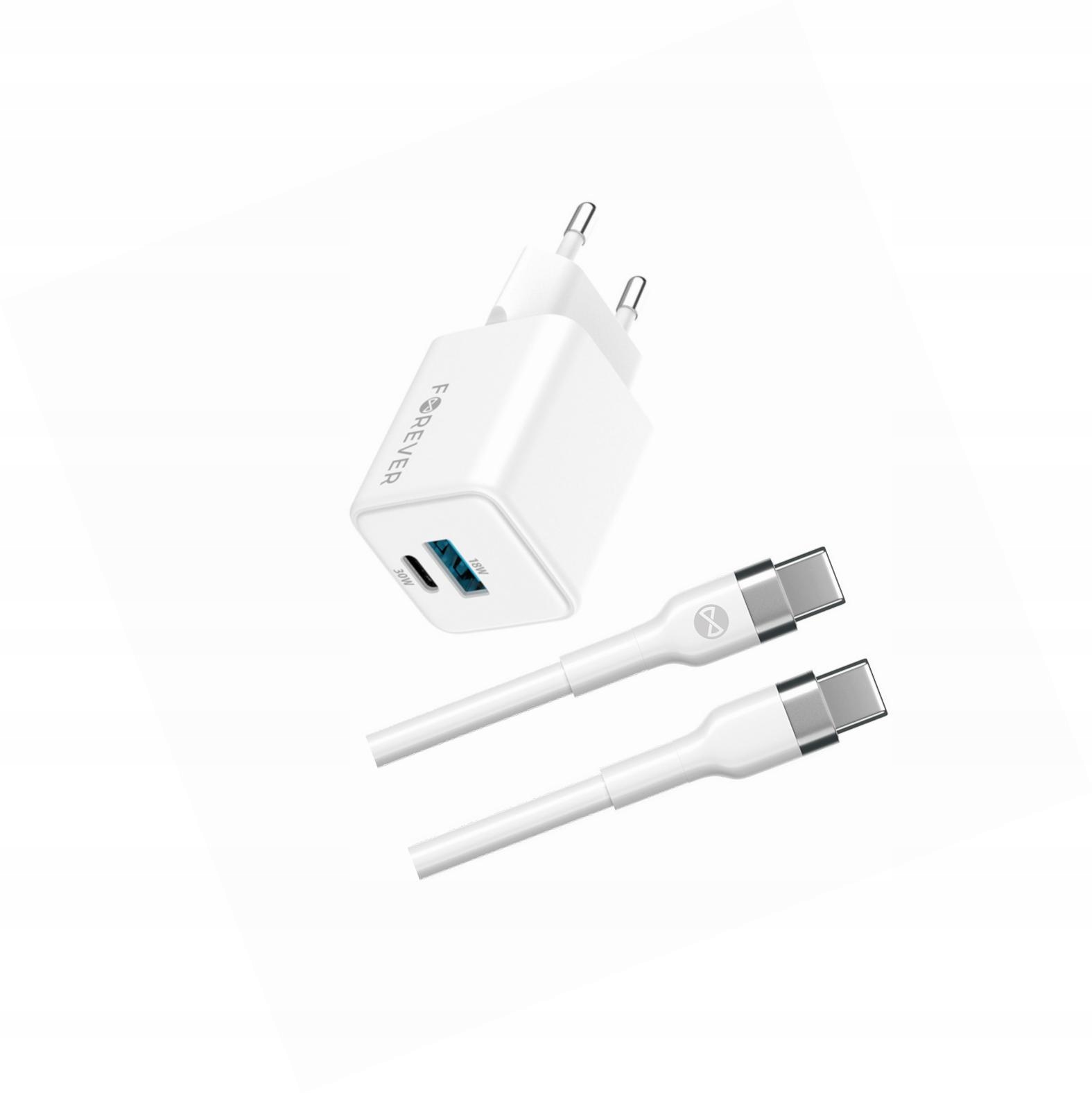 Szybka ładowarka GaN 30W 2 wejścia Usb i Usb-c z kablem do Honor 400 Pro