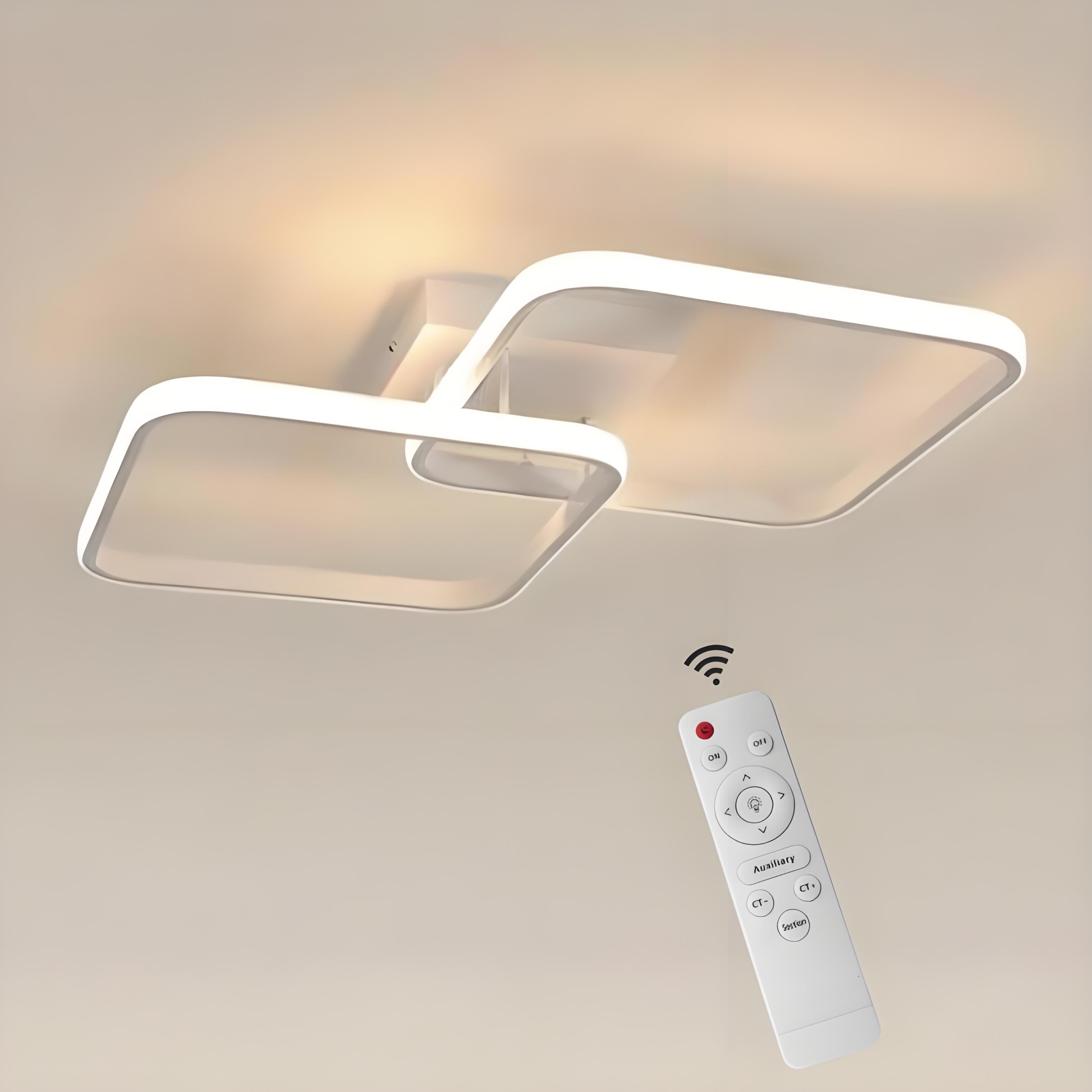 LAMPA SUFITOWA LED ŻYRANDOL BIAŁY KWADRAT NOWOCZESNA 50W 3000K-6500K PILOT