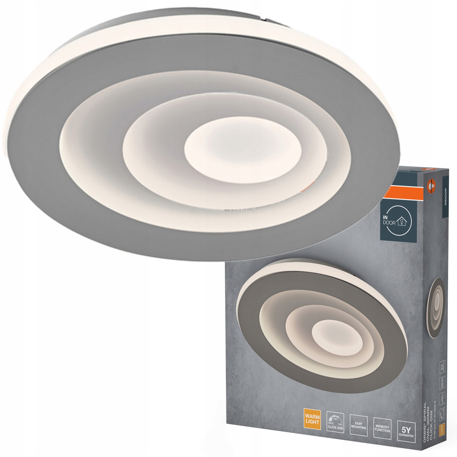 Stropné Svietidlo Led Nástenná lampa 25W 1000lm 3000K Teplá šedá Orbis Osram