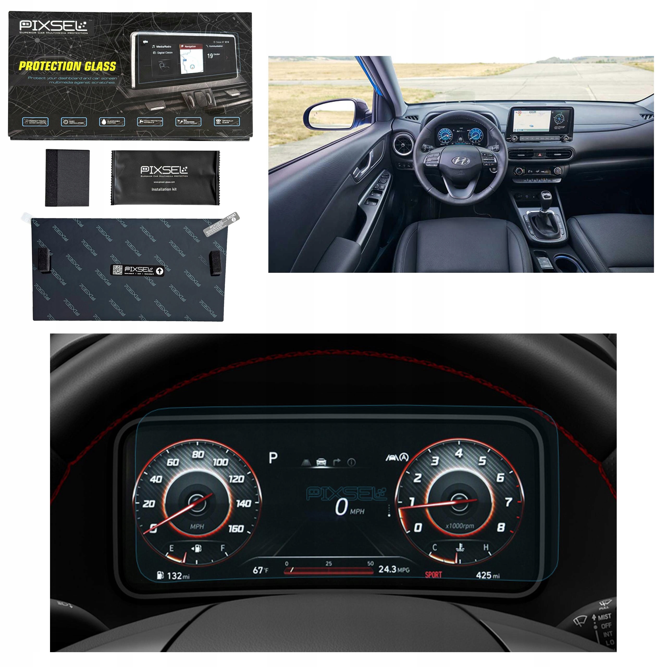 Antyodciskowe Matowe Szkło Ochronne Hyundai KONA-10.7“ 2021-2023