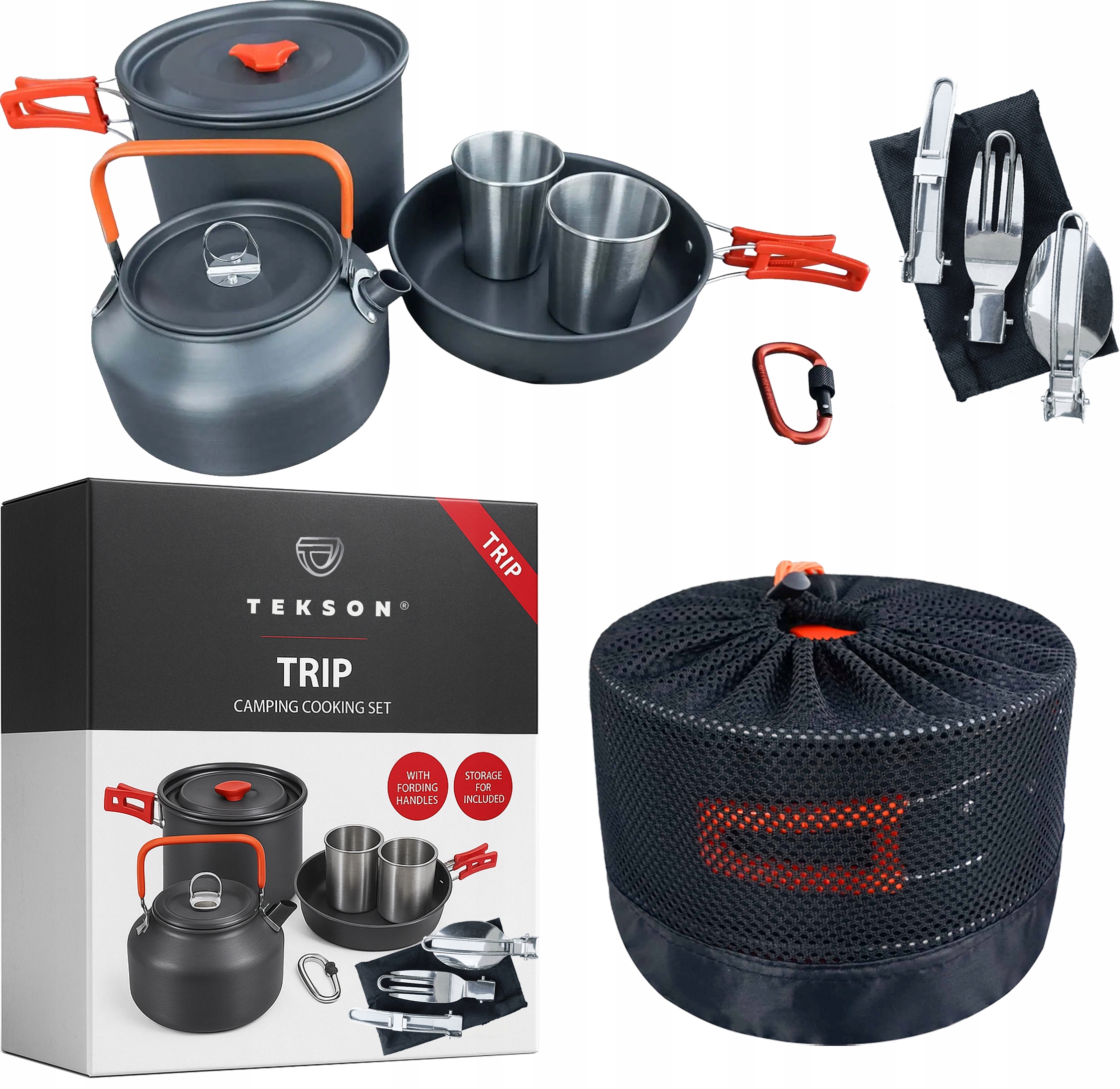 Tekson Trip Komplet 9 Kusů Hliníkových Hrnců, Kompaktní Bivak