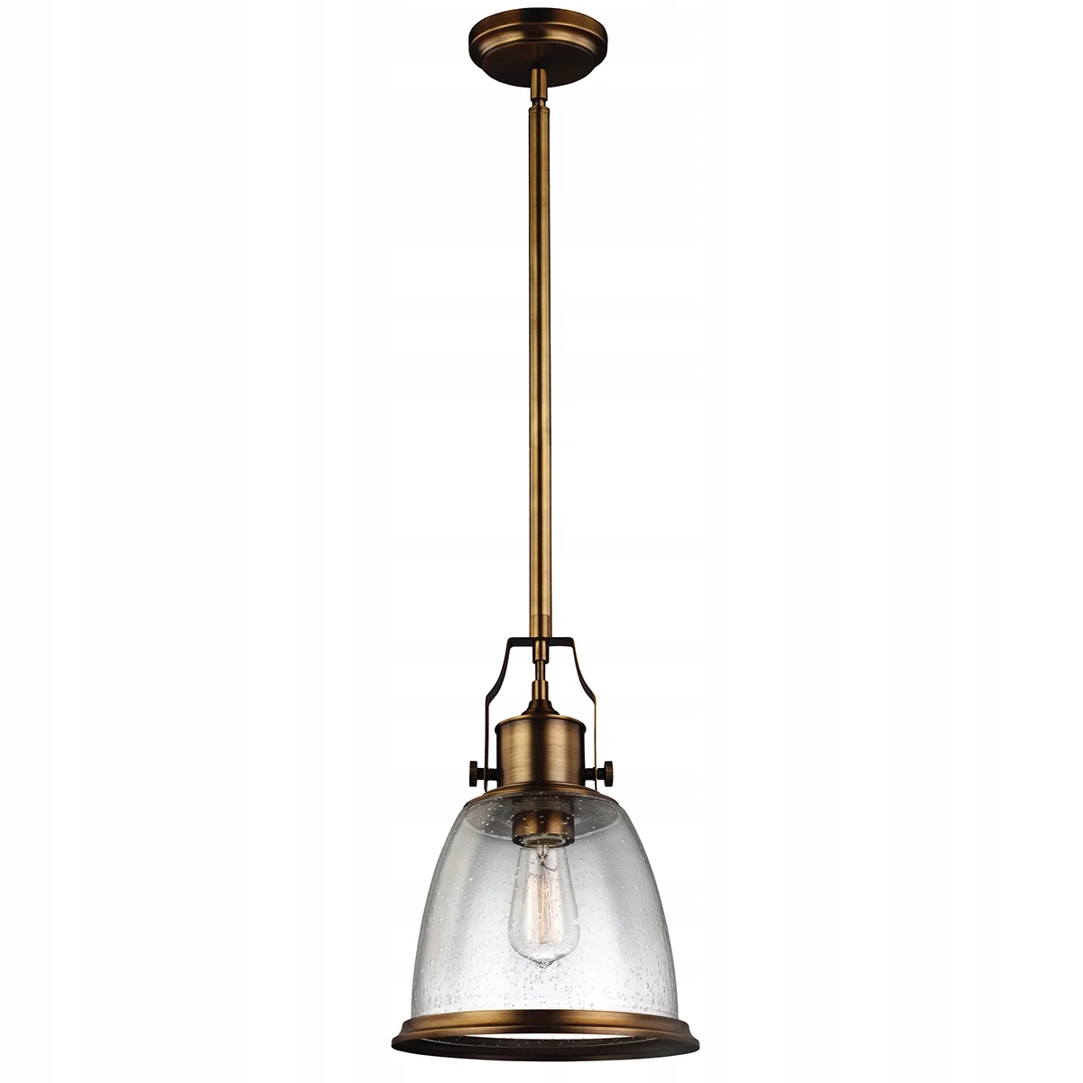 Závesné svietidlo industriálne mosadzné sklenené tienidlo do obývačky 30 cm Feiss