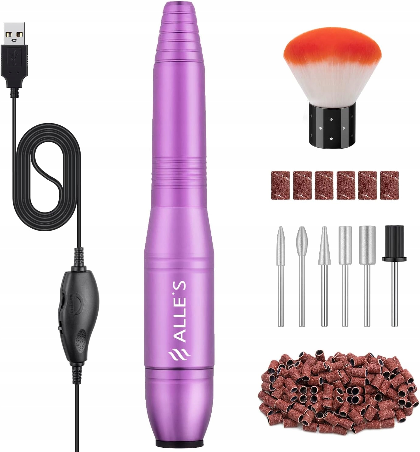 Bruska na nehty, 6v1, 20 000 ot/min, Alle's fialová