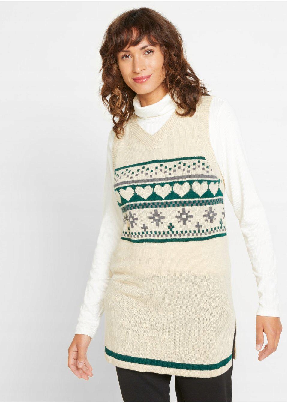 KAMIZELKA DZIANINOWA DEKOLT V__56 Marka Bonprix