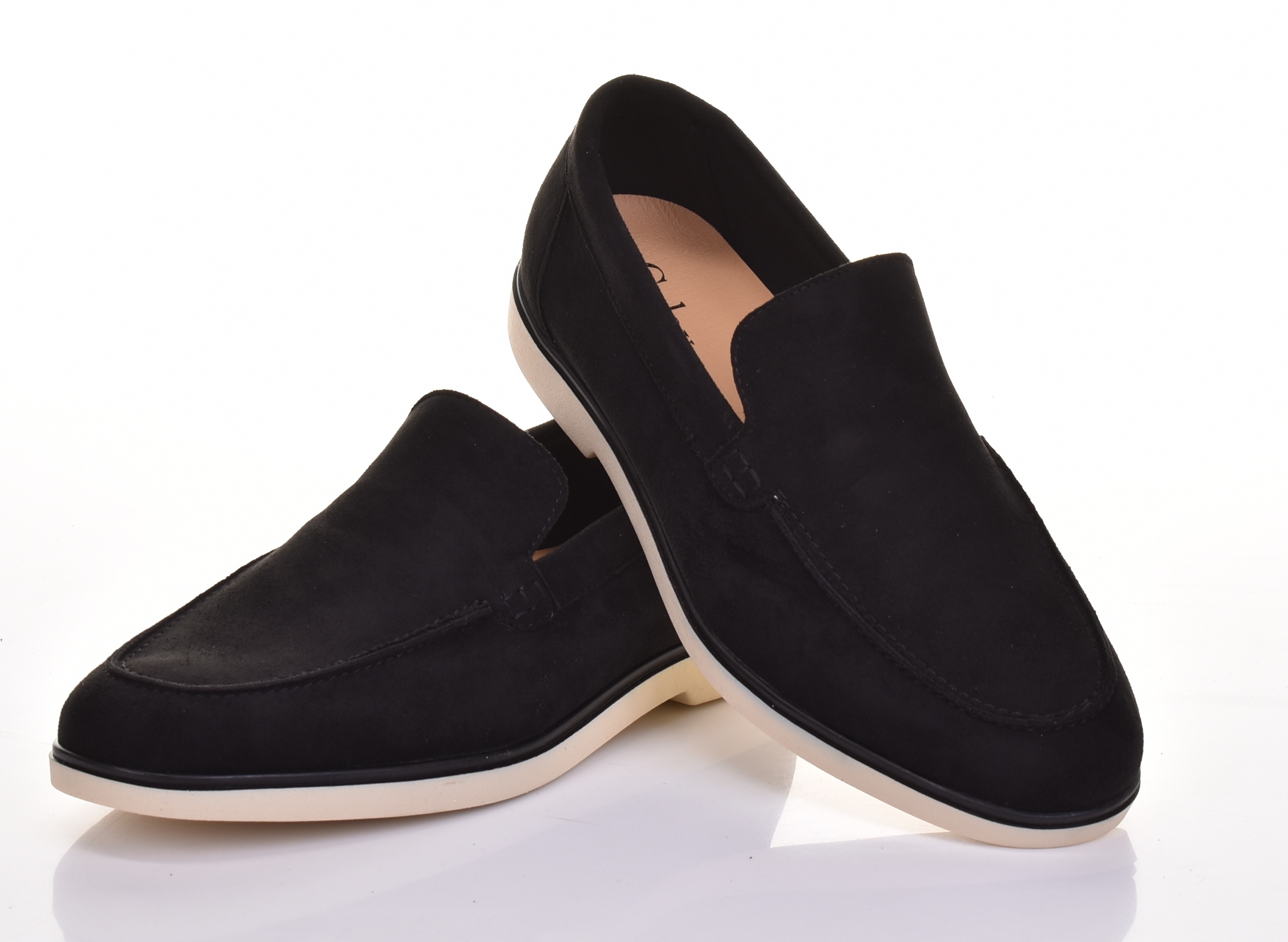 Męskie Mokasyny Wsuwane Zamszowe Czarne Casual