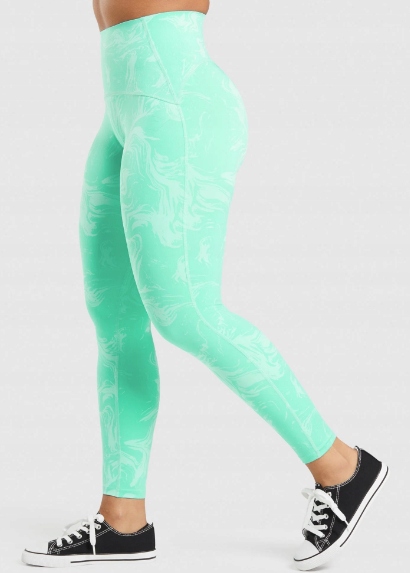 GYMSHARK LEGGINSY DAMSKIE SPORTOWE ZIELONE Z LOGO XS 0A5E5_B* Rozmiar XS