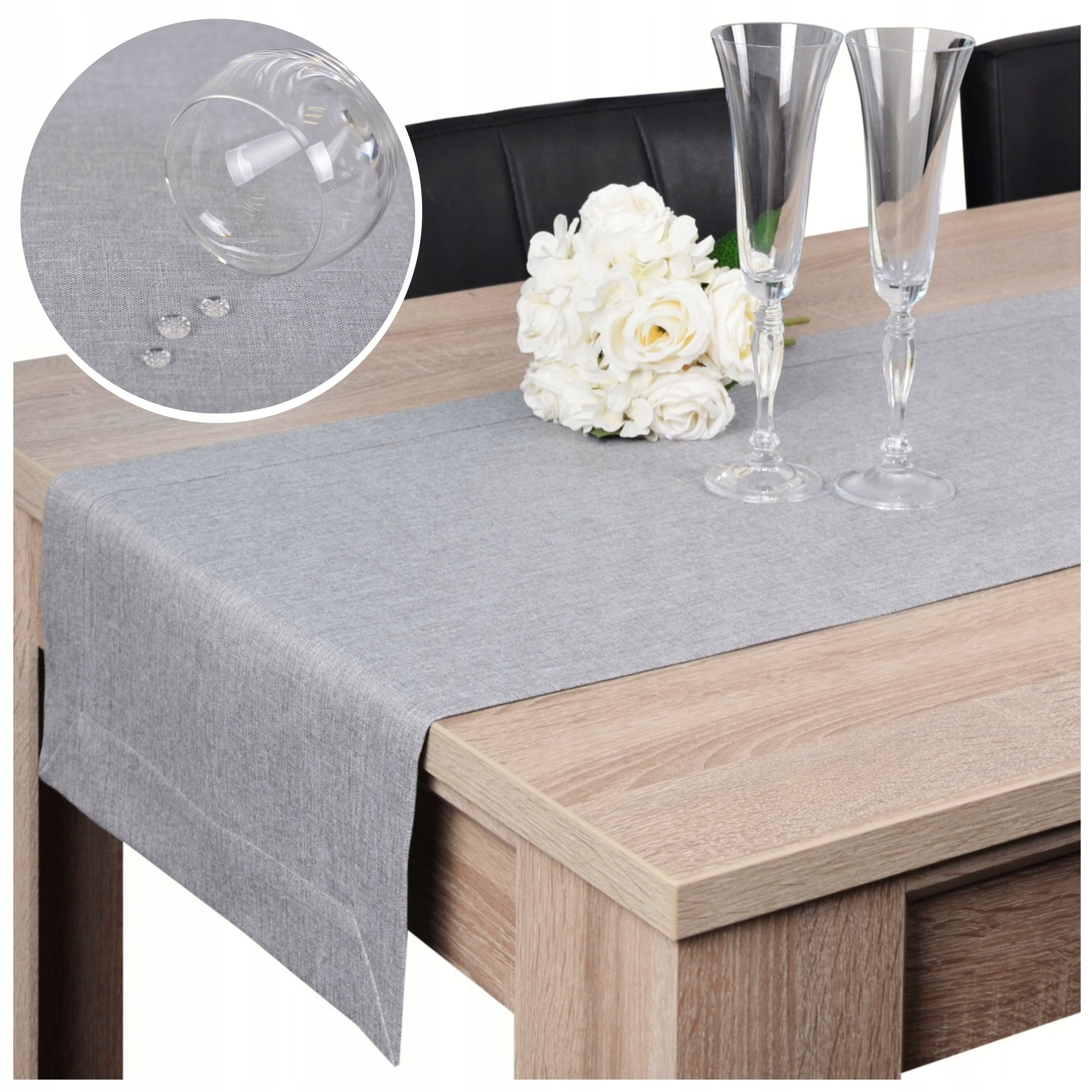 Bieżnik Na Stół Panama 40x220 Plamoodporny Gładki Dekoracyjny Szary