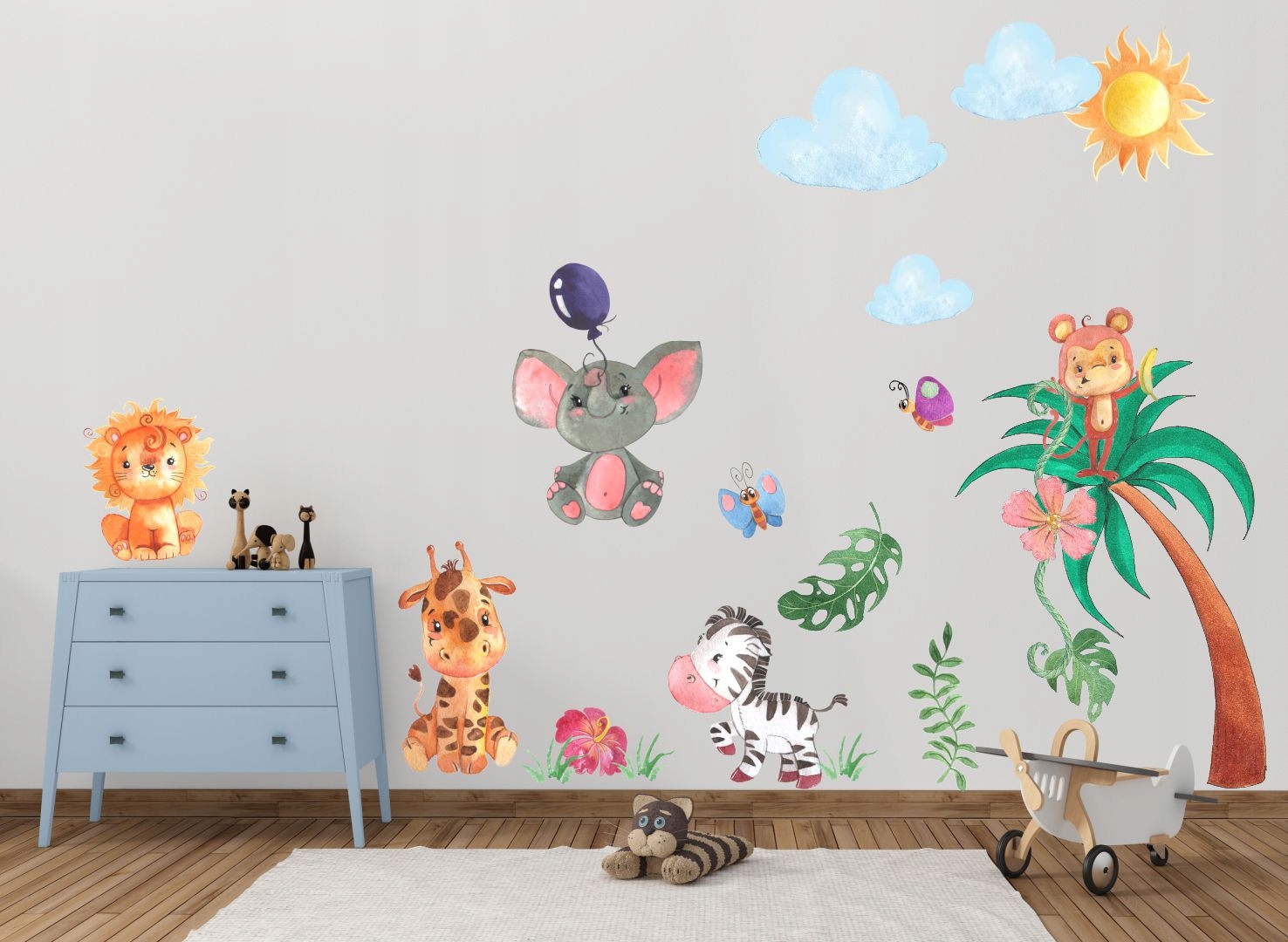 NAKLEJKI NA ŚCIANĘ SAFARI ZWIERZĄTKA 180CMX100CM Marka inna