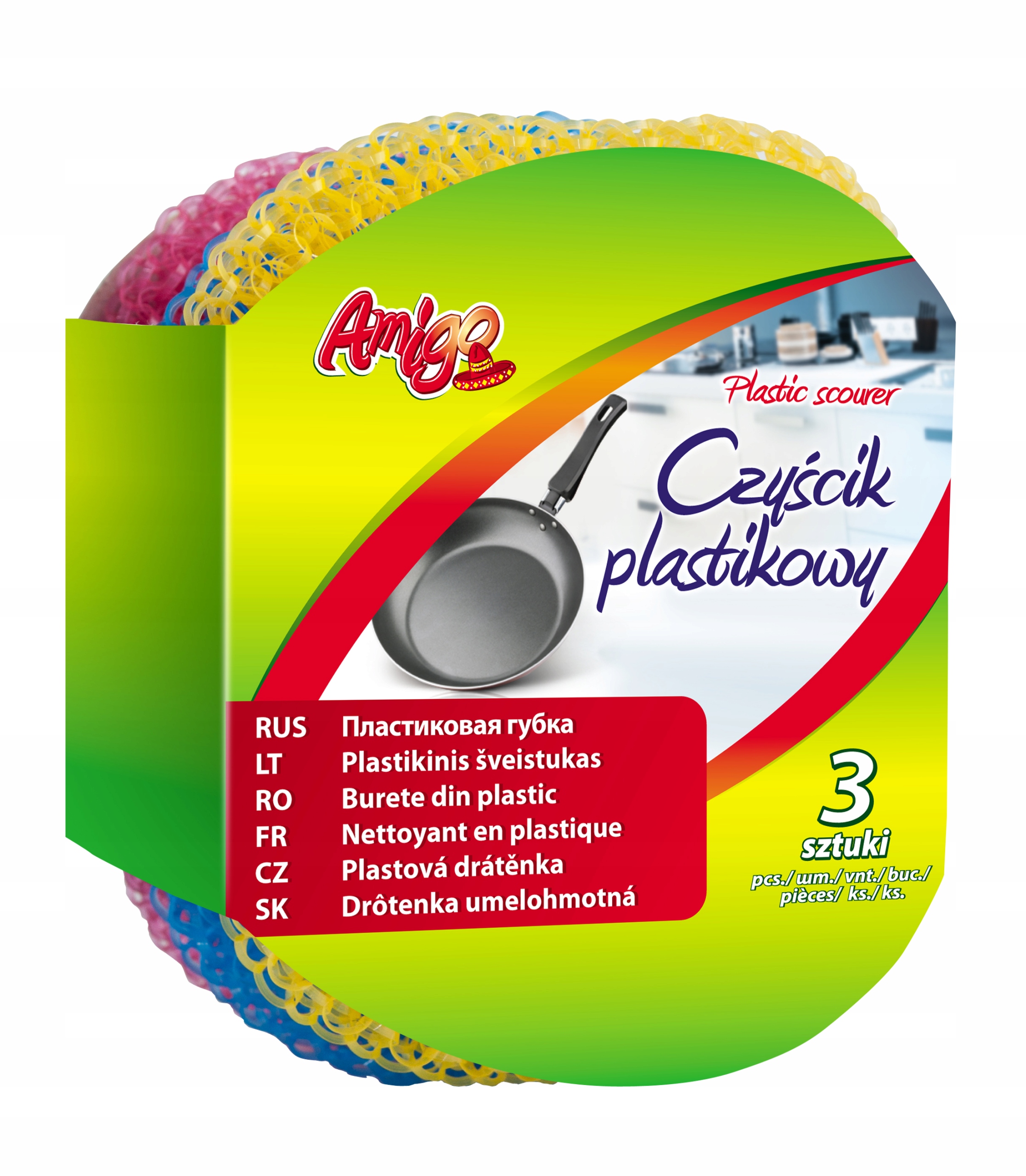 

Czyścik plastikowy do naczyń 3 szt. Amigo