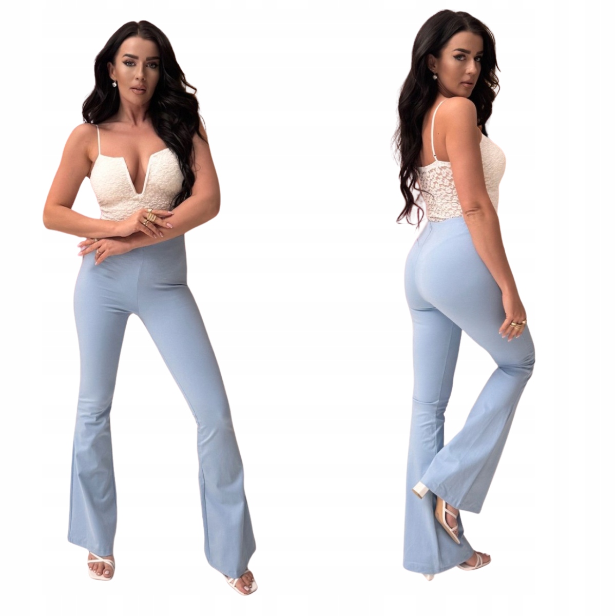 Elastické zvonky modré Brie, gumička v pase, modelovací Velikost S