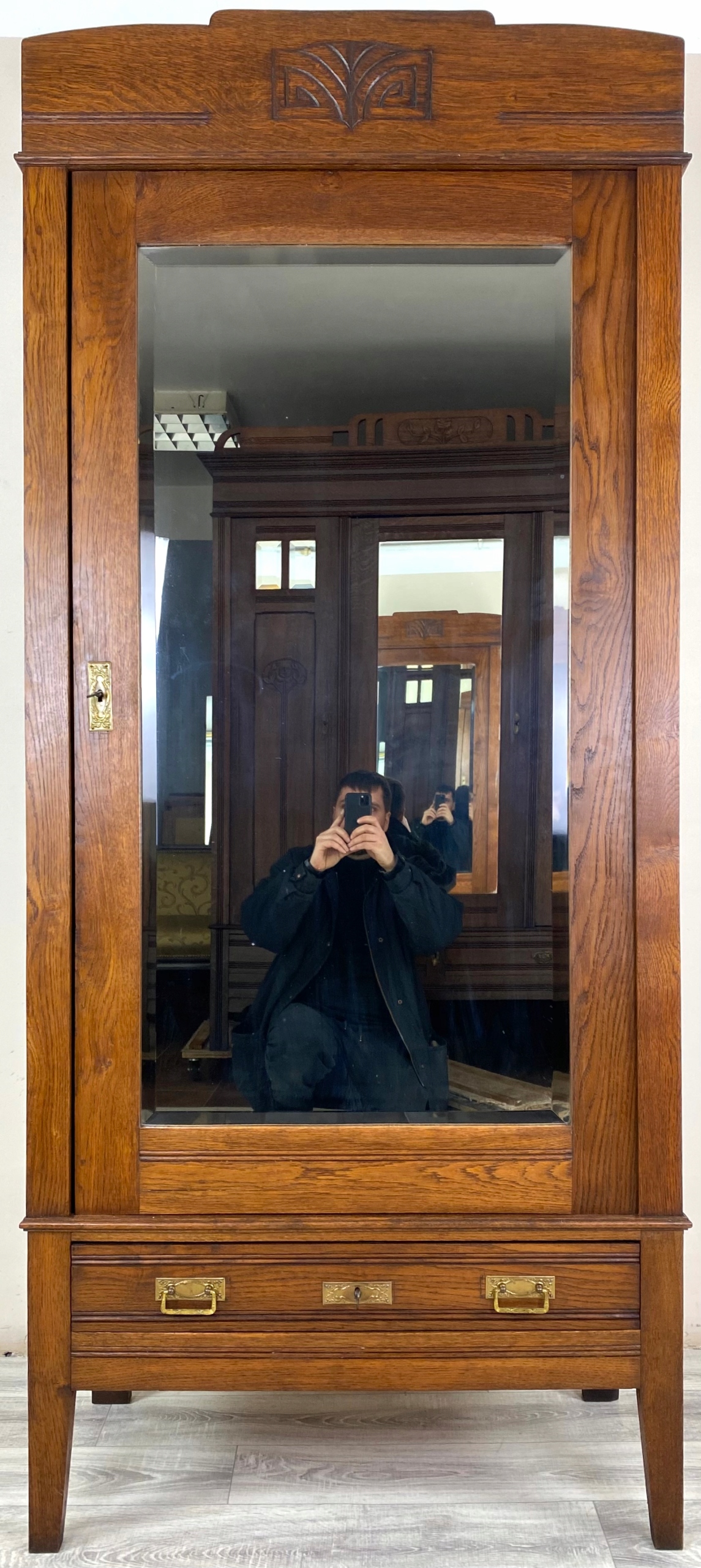 STYLOWA SZAFA JEDNODRZWIOWA SECESYJNA GARDEROBA SECESJA LITY DĄB EI5