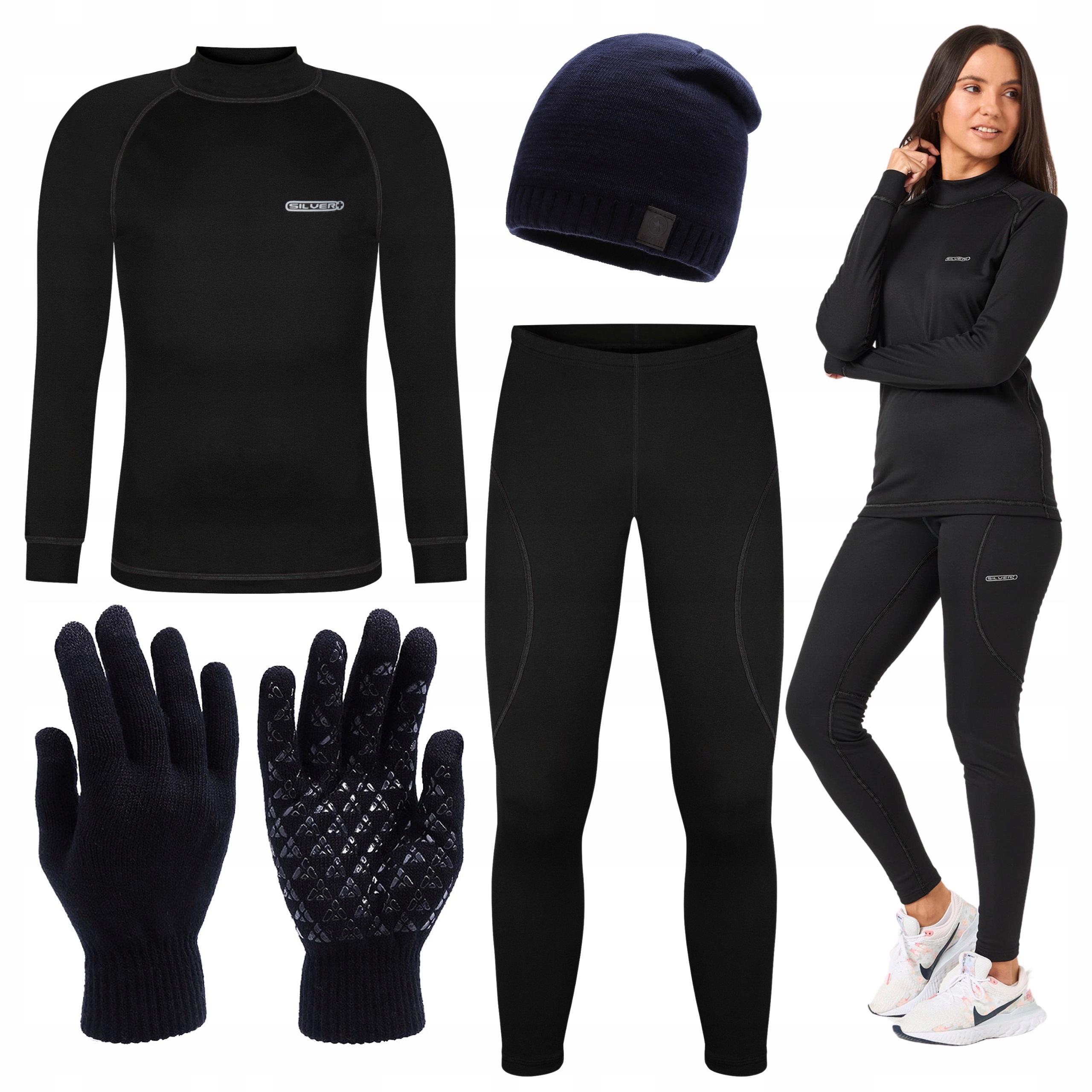 Dámské termoaktivní spodní prádlo Zimní halenka Legíny Čepice Rukavice Xs S