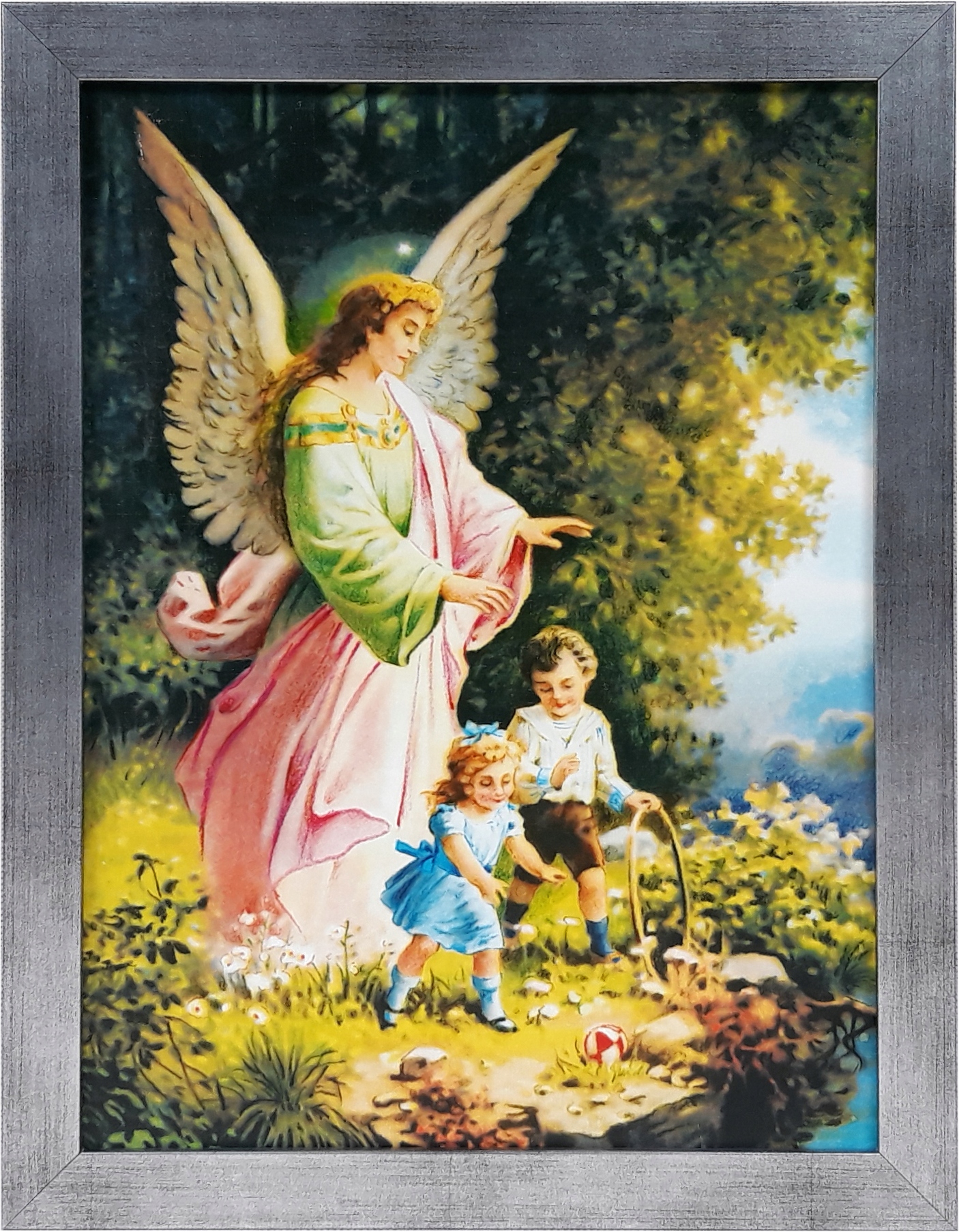 

Obraz 45x35 Anioł Stróż Srebrna Rama