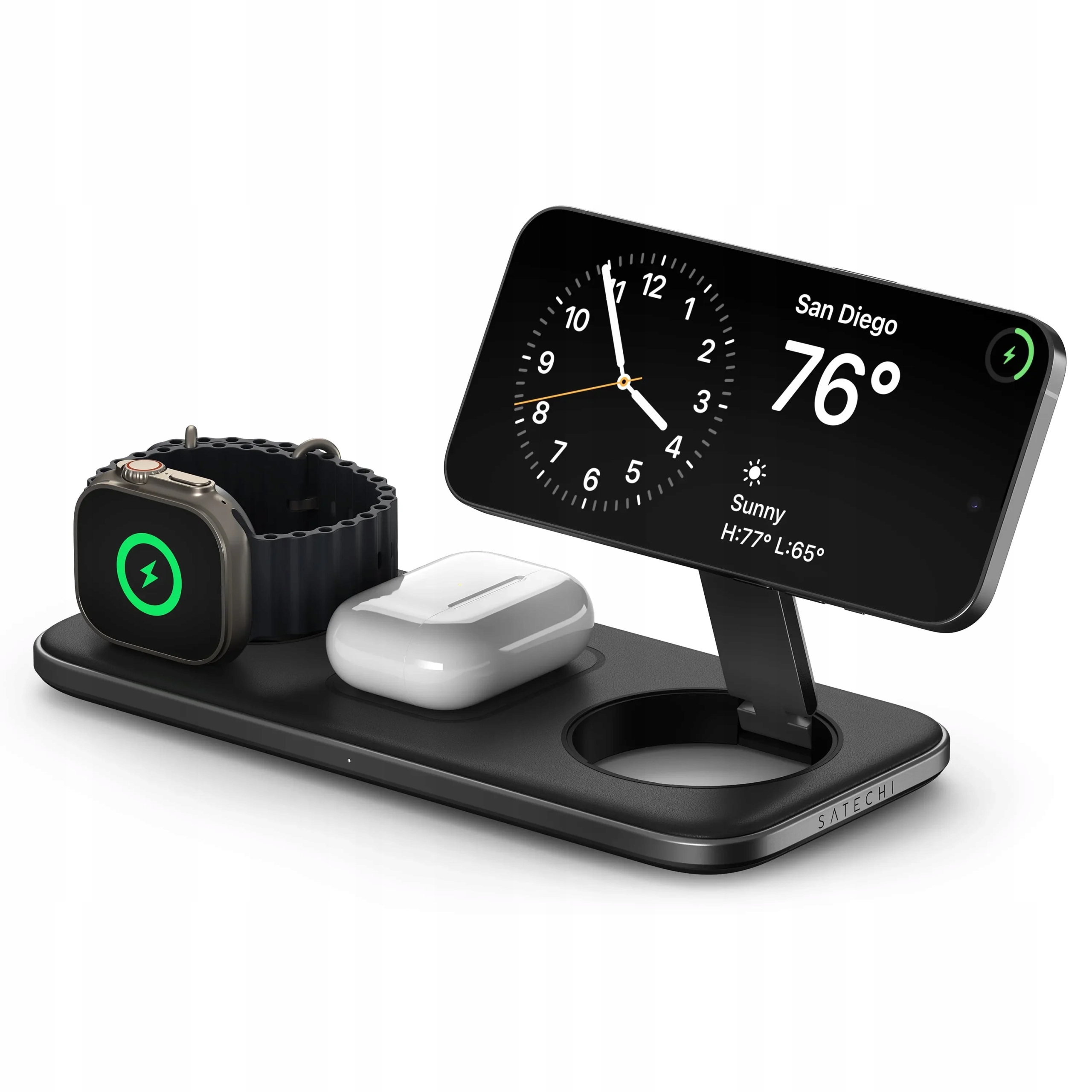 Satechi Bezprzewodowa Ładowarka Indukcyjna do iPhona Qi2 Trio Space Grey