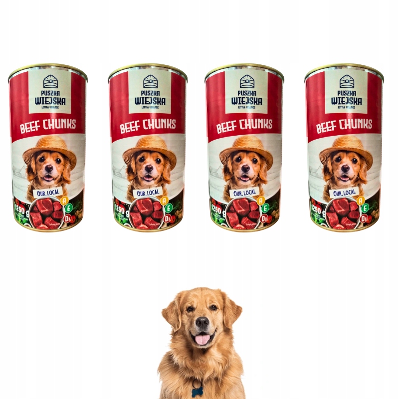 Levně Vesnická konzerva Vlhké krmivo pro psy hovězí konzerva 10 x 1250 g