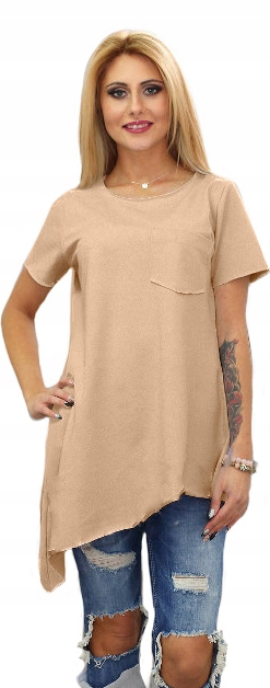 M685 bawełniana asymetryczna BLUZKA kieszeń Model M685