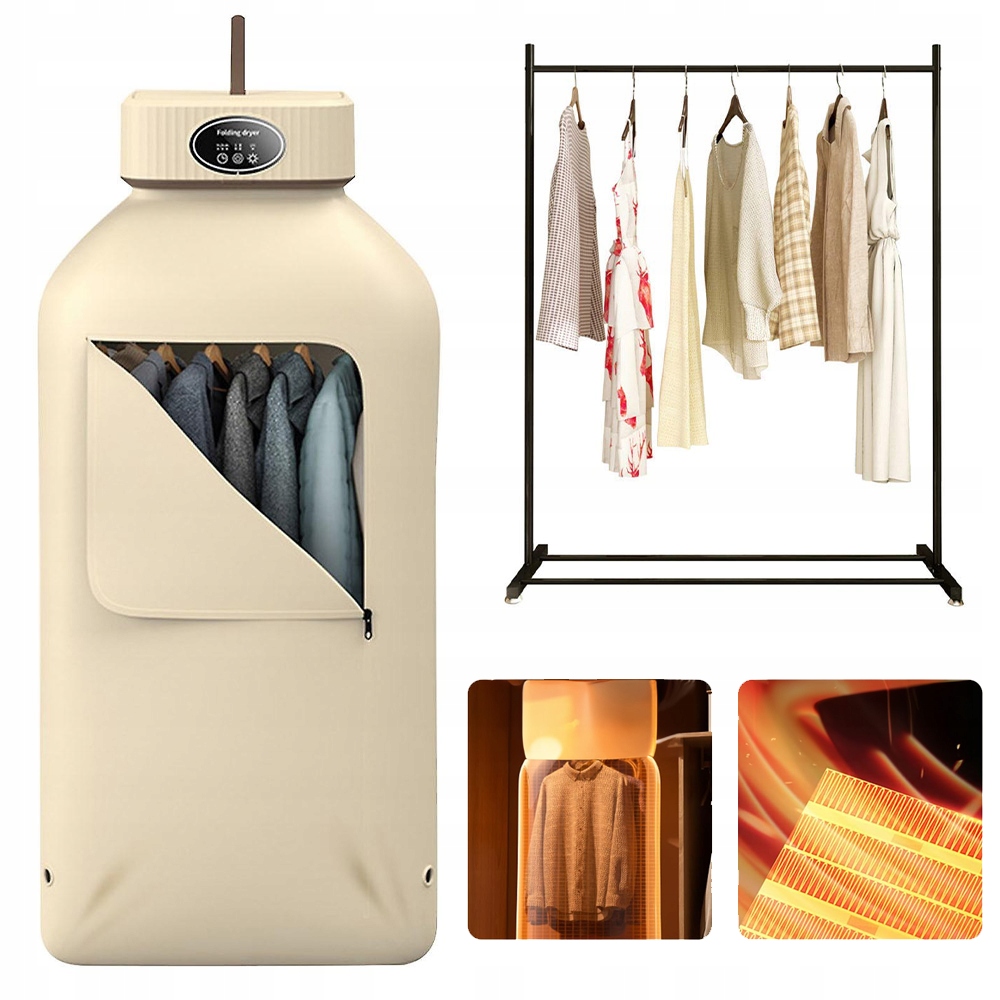Levně Přenosný Elektrický Sušák Na Oblečení 360° Cestovní 600W Časovač Hák