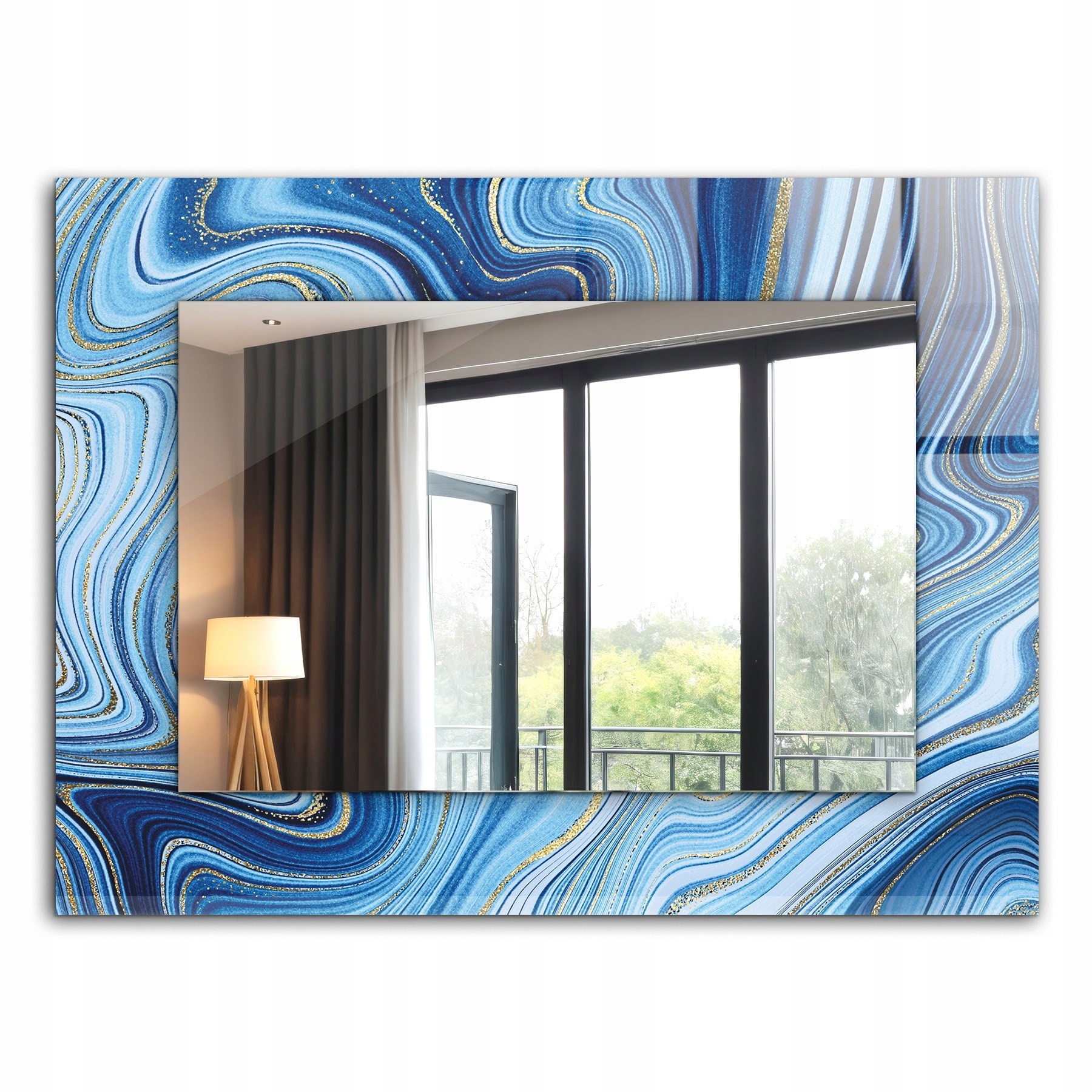 Moderné štýlové zrkadlo Glamour Abstraktný vzor modrý XXL 80x60 cm