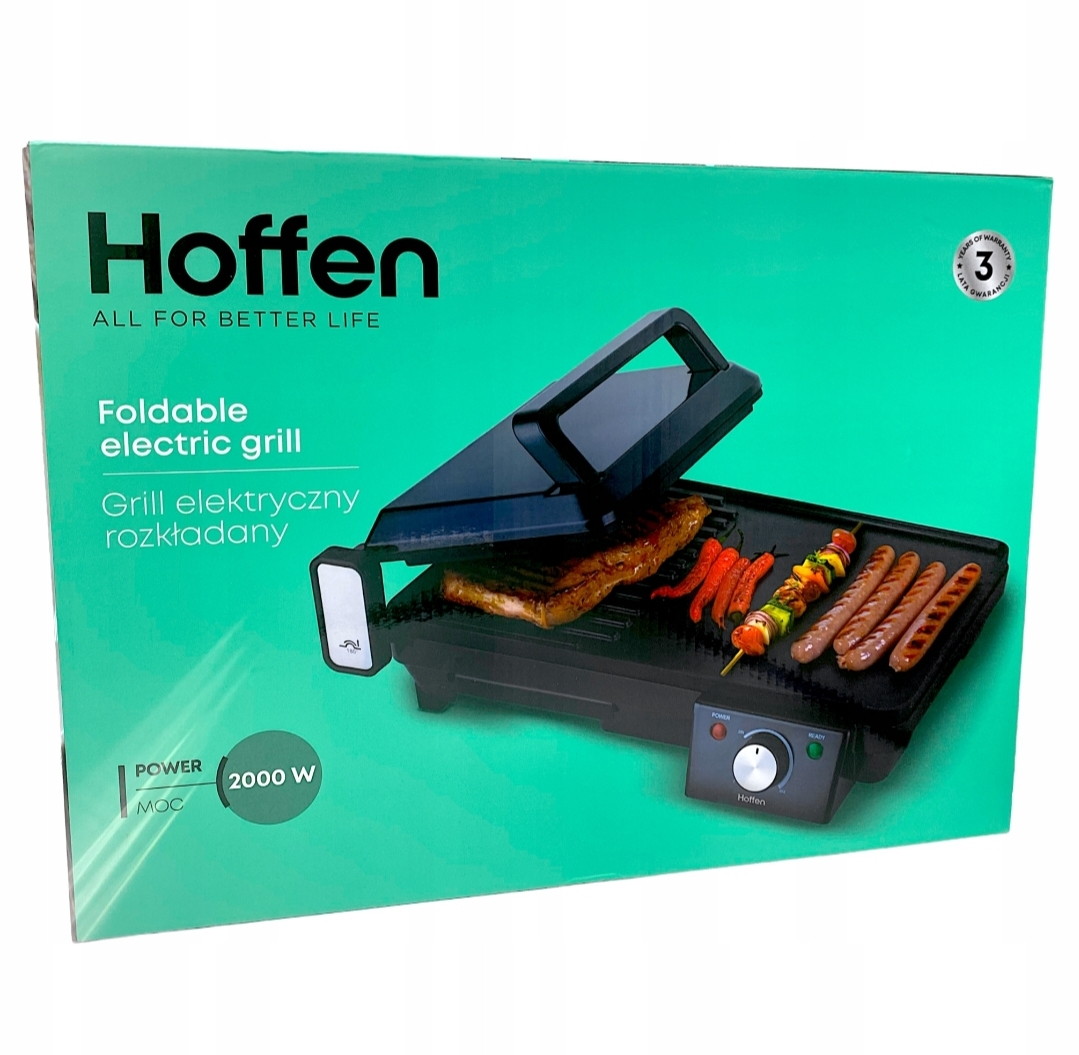 Kontaktowy, składany grill elektryczny Hoffen HO-00063 czarny 2000 W