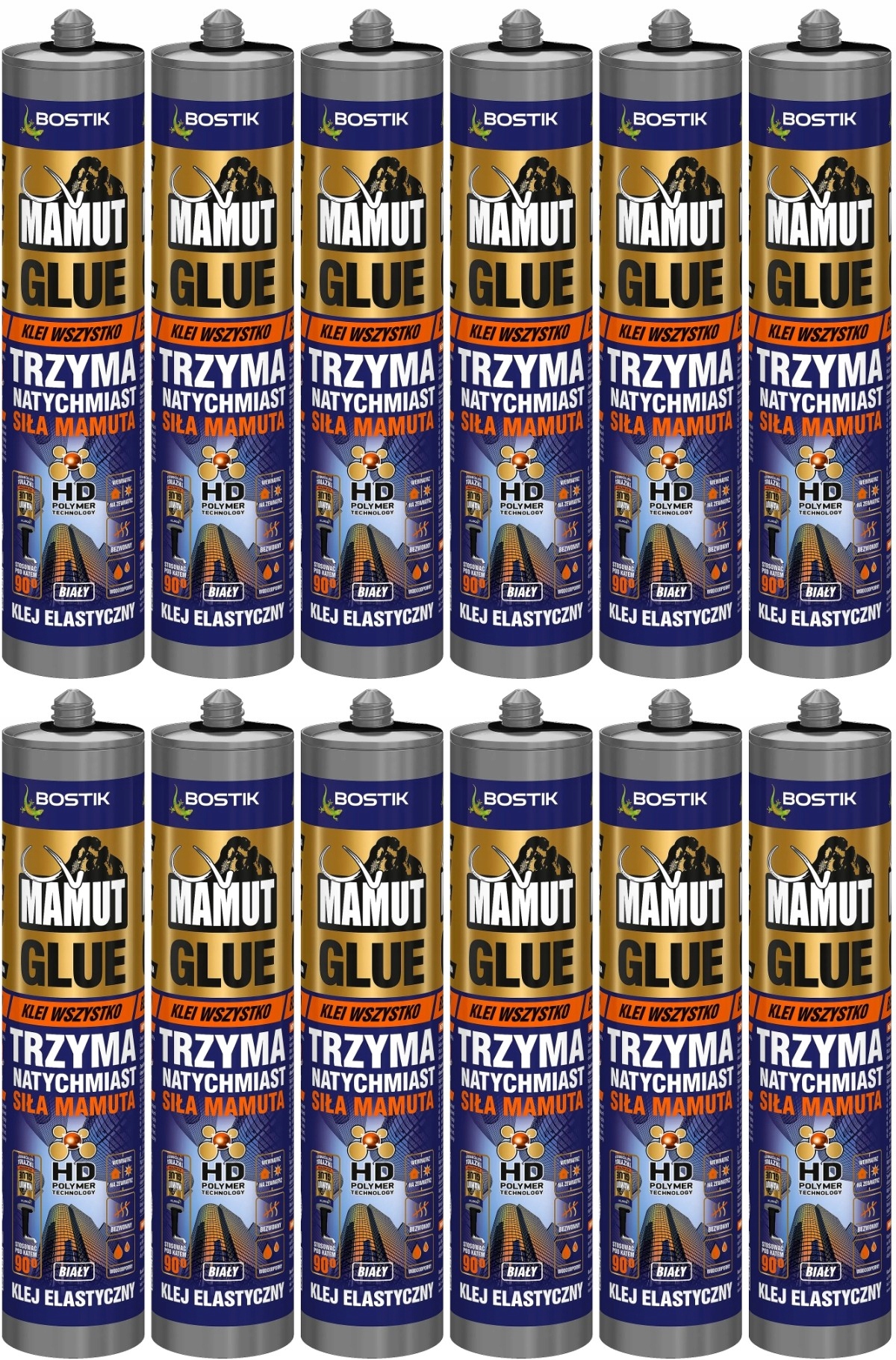 12x Bostik Mamut Klej Uniwersalny 290ml Biały Do Wszystkiego Mocny
