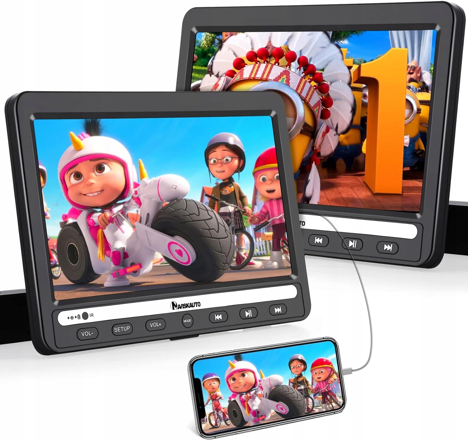 ODTWARZACZ DVD NAVISKAUTO PODWÓJNY PRZENOŚNY Z 5-GODZINNĄ BATERIĄ 2PACK