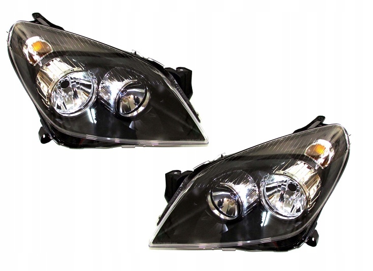 Sada Světlometů Přední Lampy Opel Astra H 2003-2012 Levá Pravá Černá