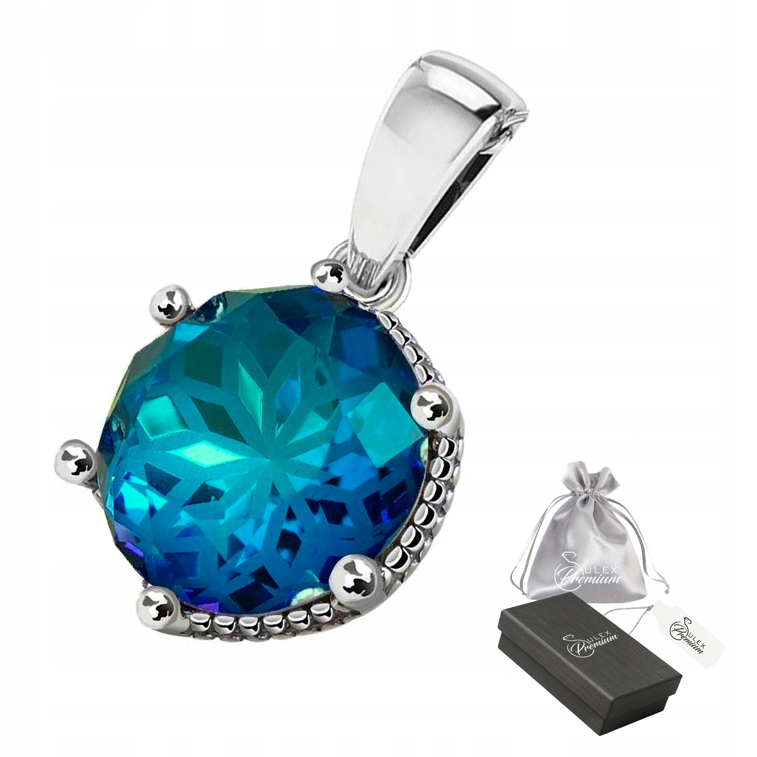 Stříbrný přívěsek ryzost 925 Elegantní Přívěsek s křišťálem Bermuda Blue