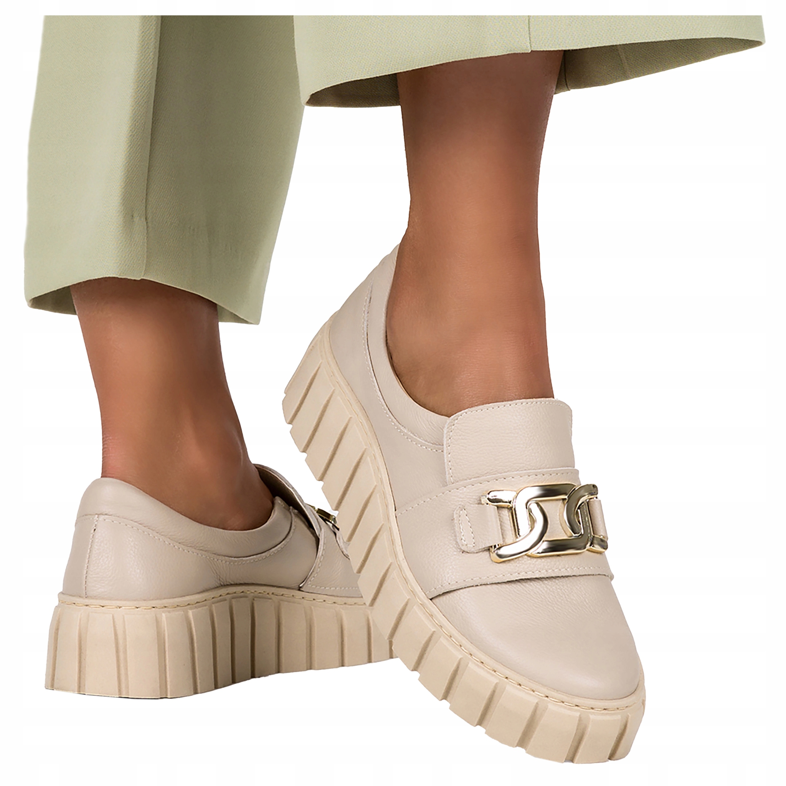 Béžové tenisky Polobotky Dámské Kožené Pohodlné Výrobek Polský vel. 37